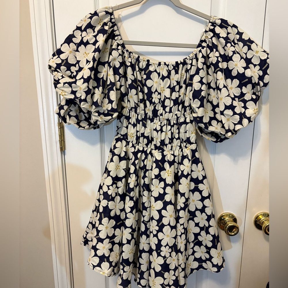Altar’d State Navy Floral Puff Sleeve Mini Dress NWT Size S